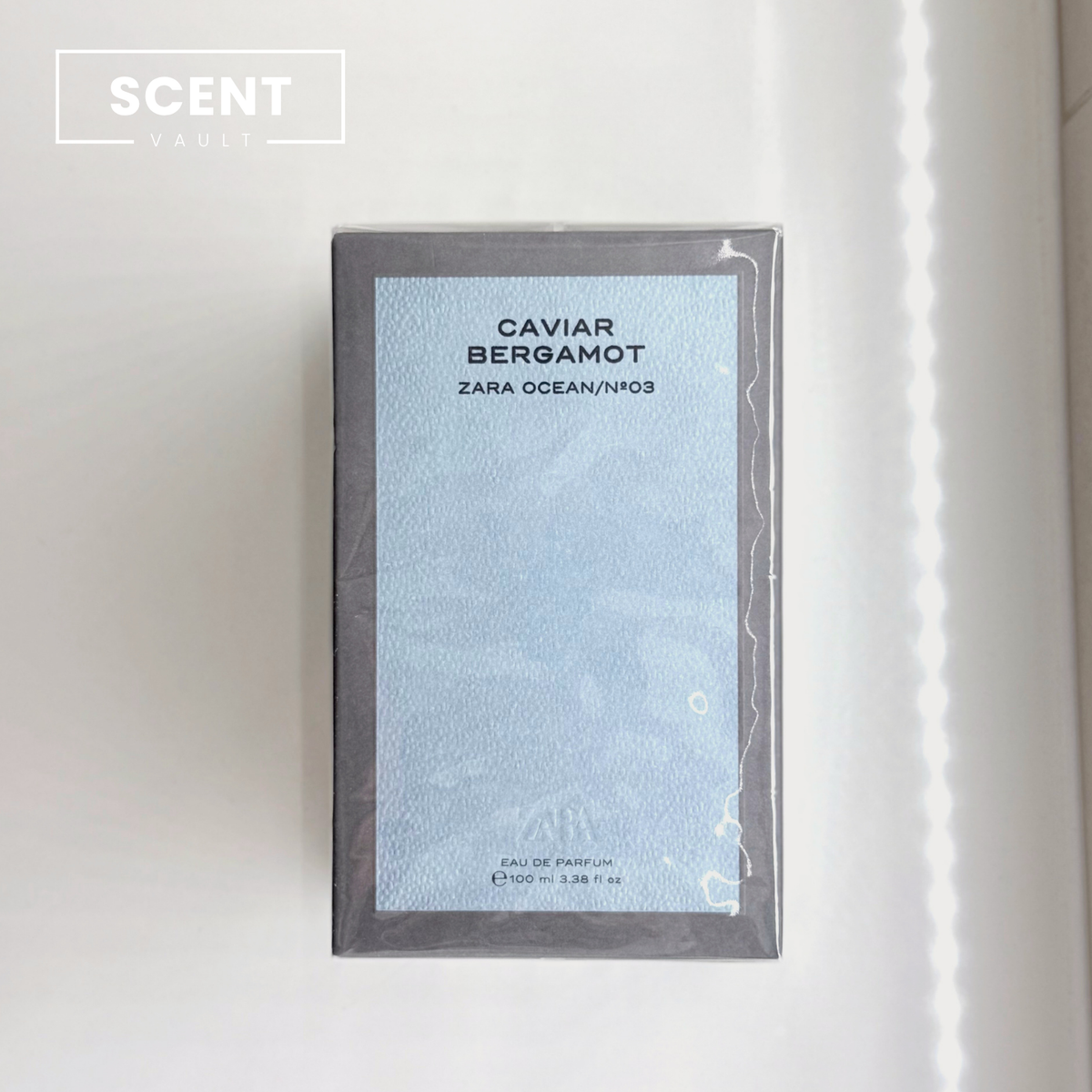 Zara x Jo Malone Caviar Bergamot box front on a white surface - Scent Vault